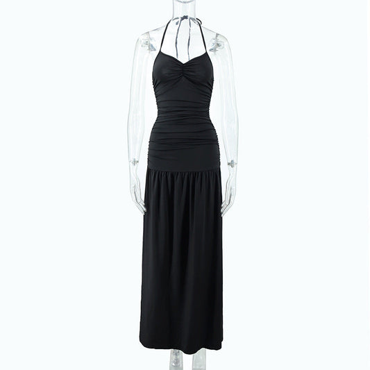 Clothing Halter Slim Fit Backless Hip Side Slit Maxi Dress