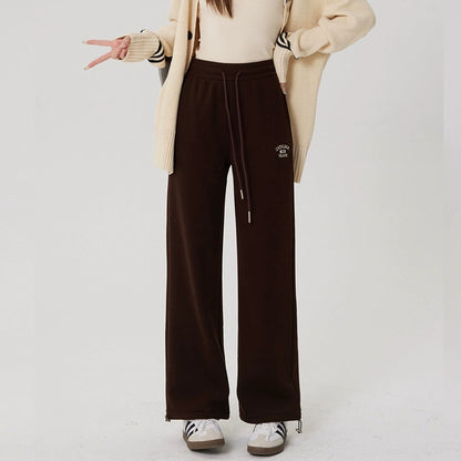 Straight-leg Fleece-lined Thick Sweatpants