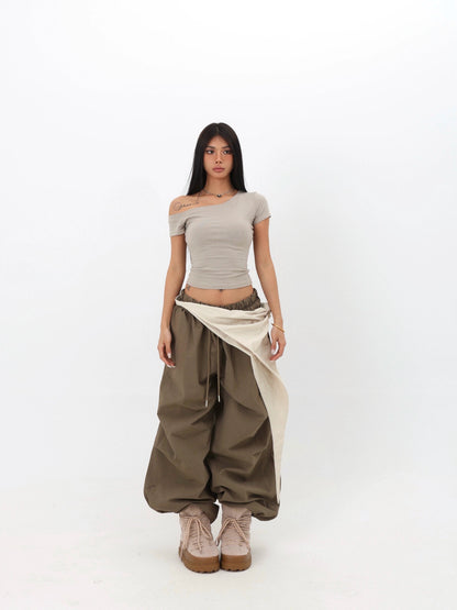 Wrap Waist Parachute Pants