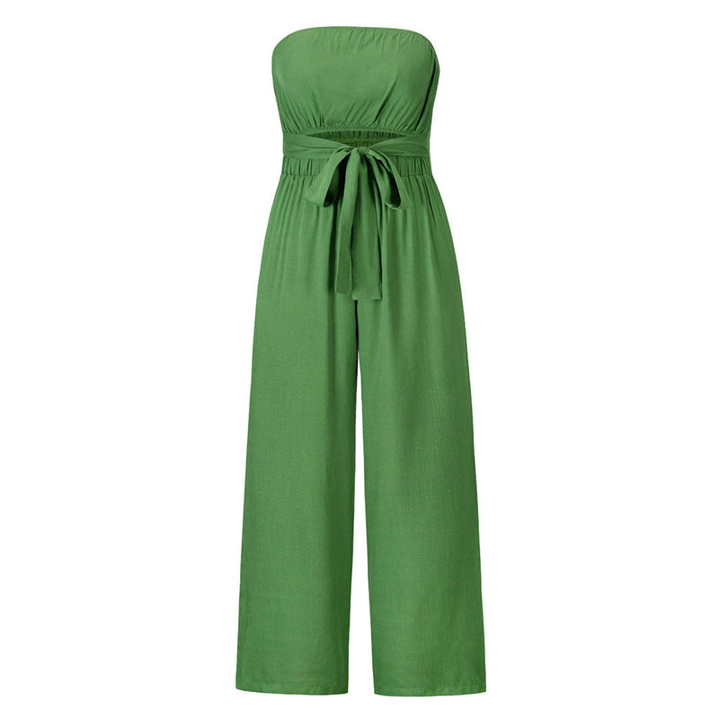 Set Backless Slim Fit Jumpsuit Straight Leg Trousers Set Spring Summer New