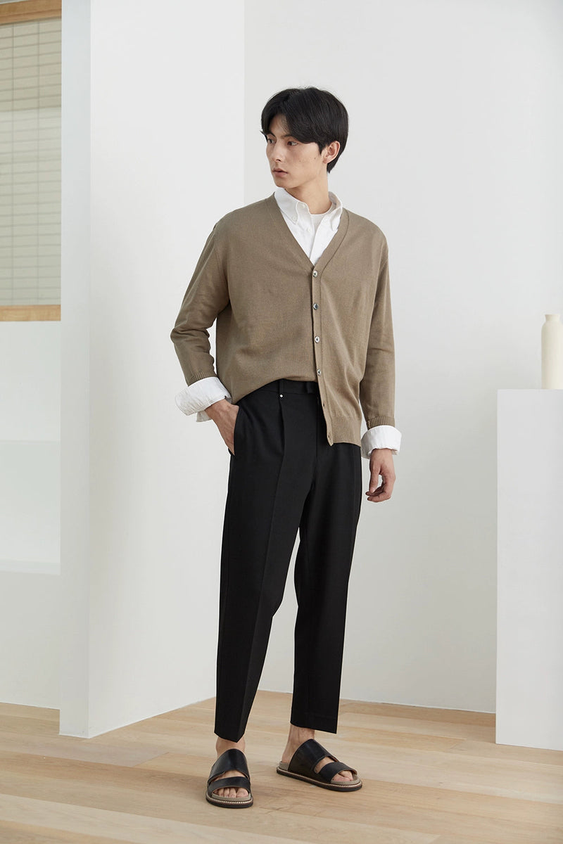 Elastic Waist Wide-leg Cropped Pants