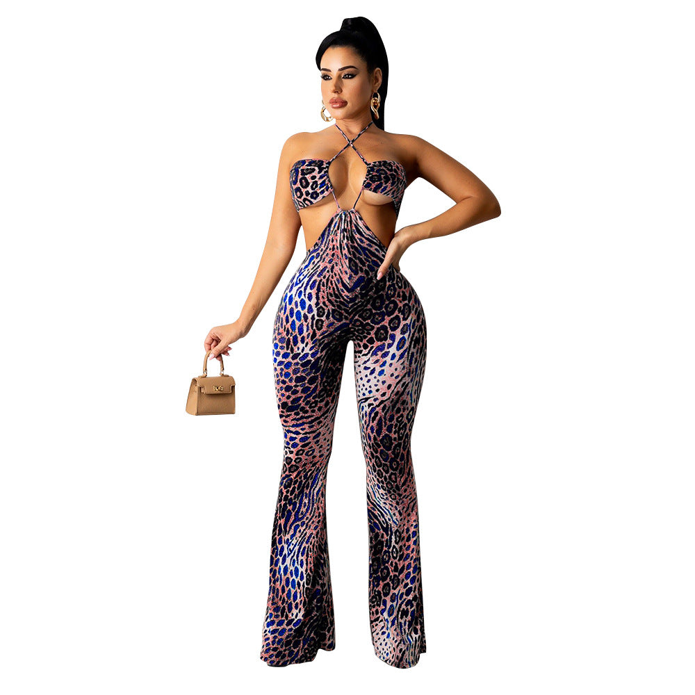 Clothing Cutout Halter Jumpsuit Trousers Bell Bottom Pants