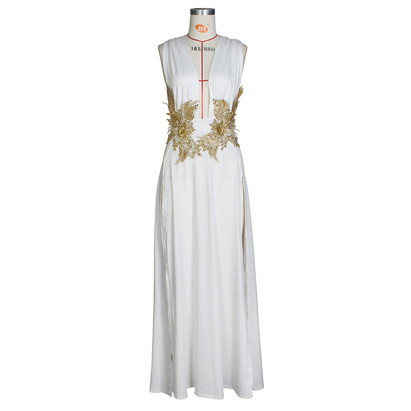 New Maxi Dress Wedding Evening Dress Deep V Plunge Plunge High Slit Part Large Swing Mop Dress
