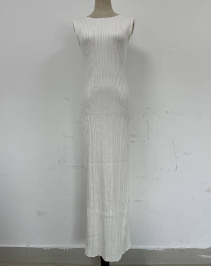 Covering Yarn Slimming Sleeveless Knitted Maxi Dress Waist Tight Messy Sunken Stripe Maxi Dress