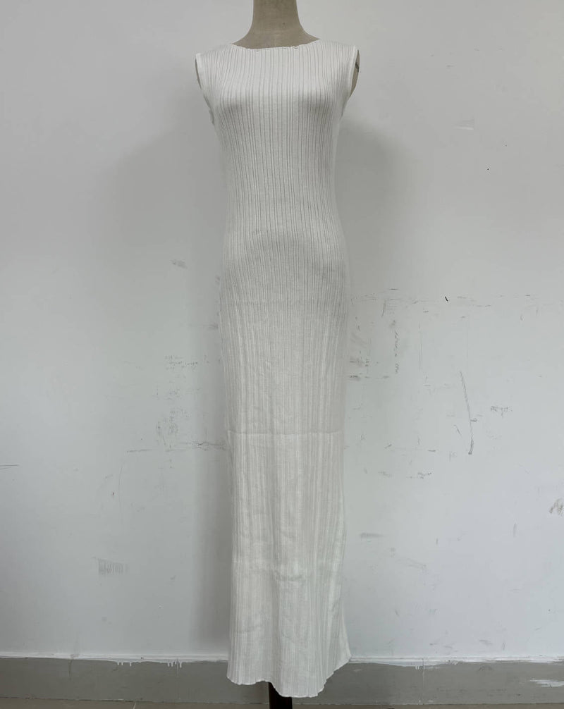 Covering Yarn Slimming Sleeveless Knitted Maxi Dress Waist Tight Messy Sunken Stripe Maxi Dress