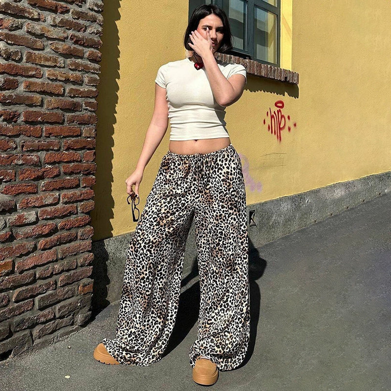 Cristel Leopard Print Wide-leg Pants