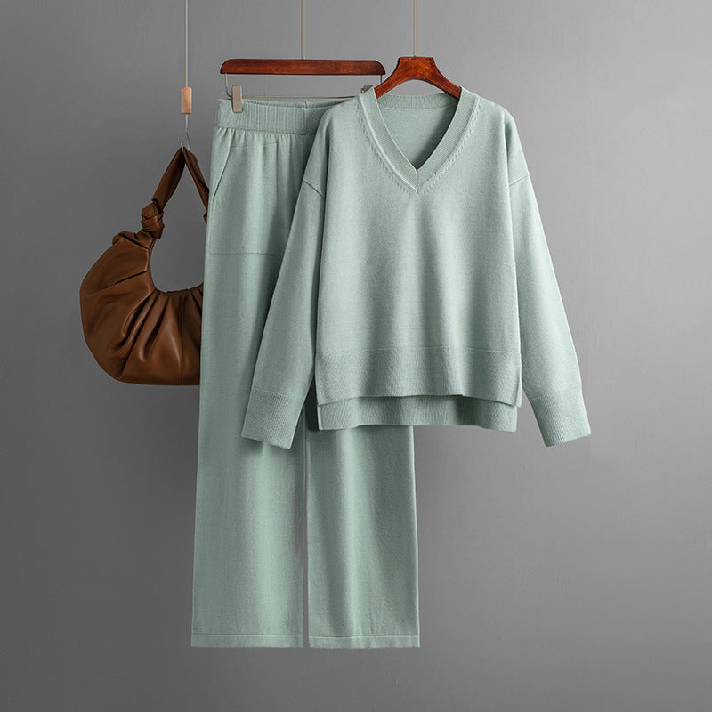 Suit Autumn Winter Loose Sweater Pullover Two Piece Set