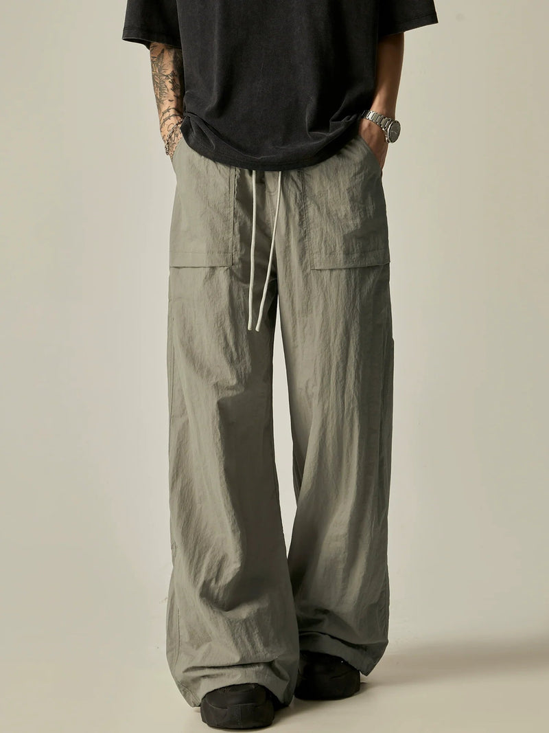Wide-leg Linen Drawstring Lounge Pants