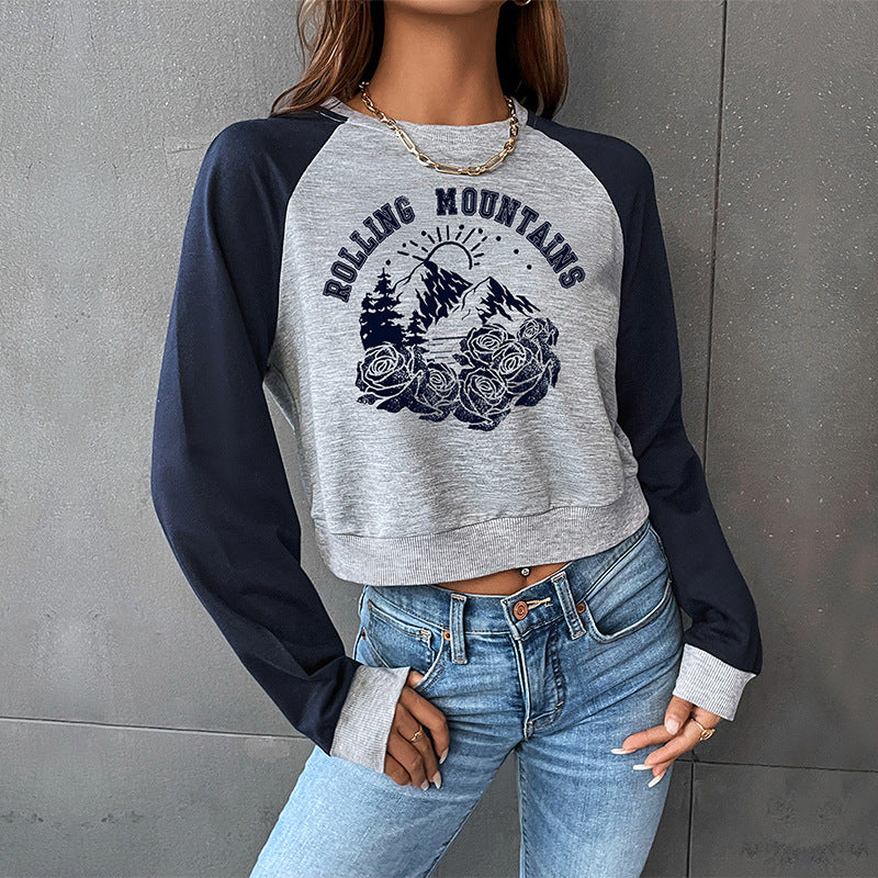 Autumn Clothing Long Sleeve Letter Graphic Print Sweatshirt