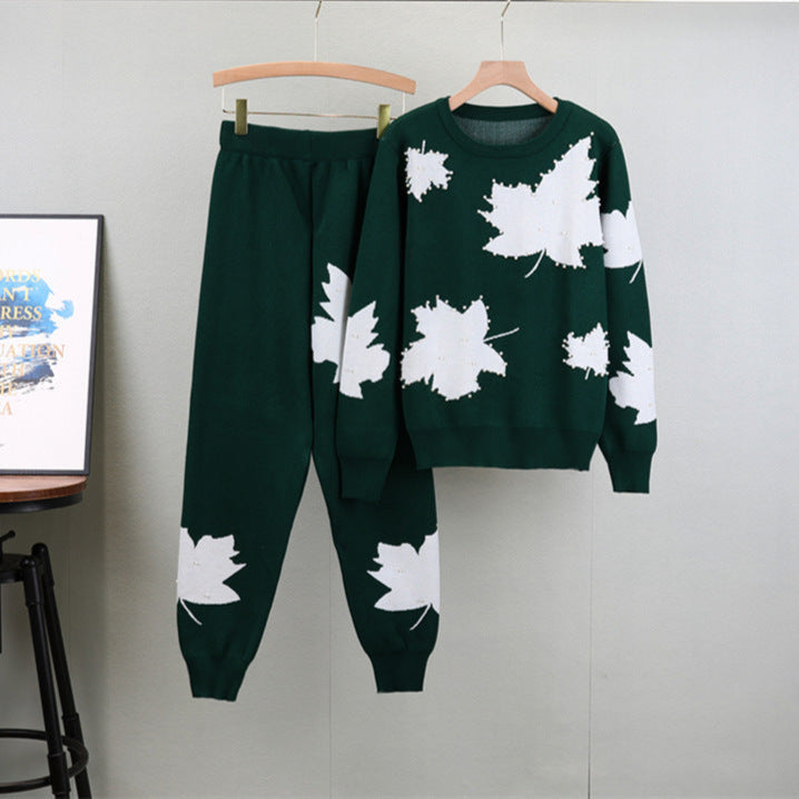 Dark Green - Sweater Two Piece Set