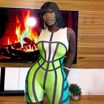 Clothing Summer Printed Sleeveless Romper One Piece