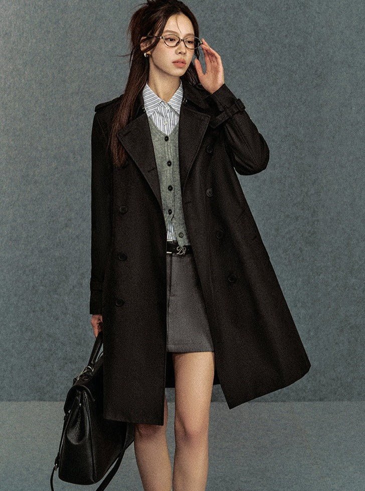 Classic Double-breasted Trench Coat: Belted Outerwear for