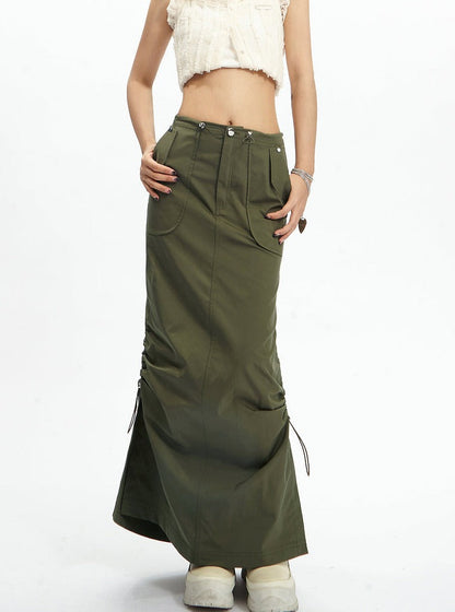 Black Gothic Cargo Maxi Skirt