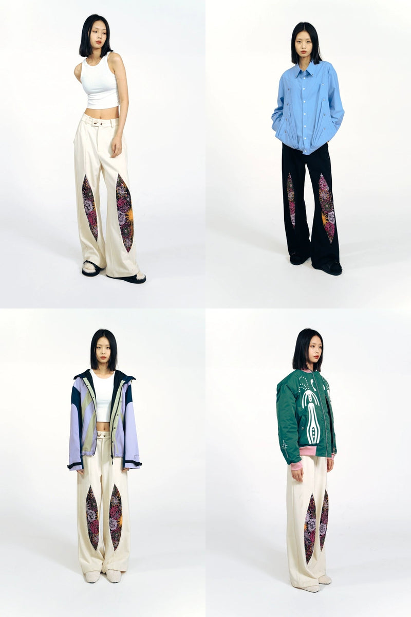 Firework Design Straight-leg Pants