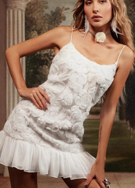 Camilla - Appliqué Ruffle Mini Dress