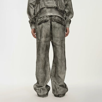 Washed Denim Track Pants