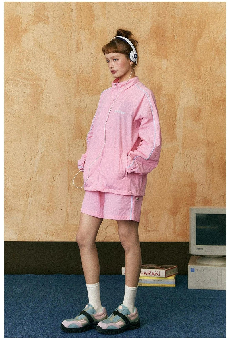 Ezek Two-piece Tracksuit - Lightweight Zip-up Jacket and Shorts Set for Sports and Leisure