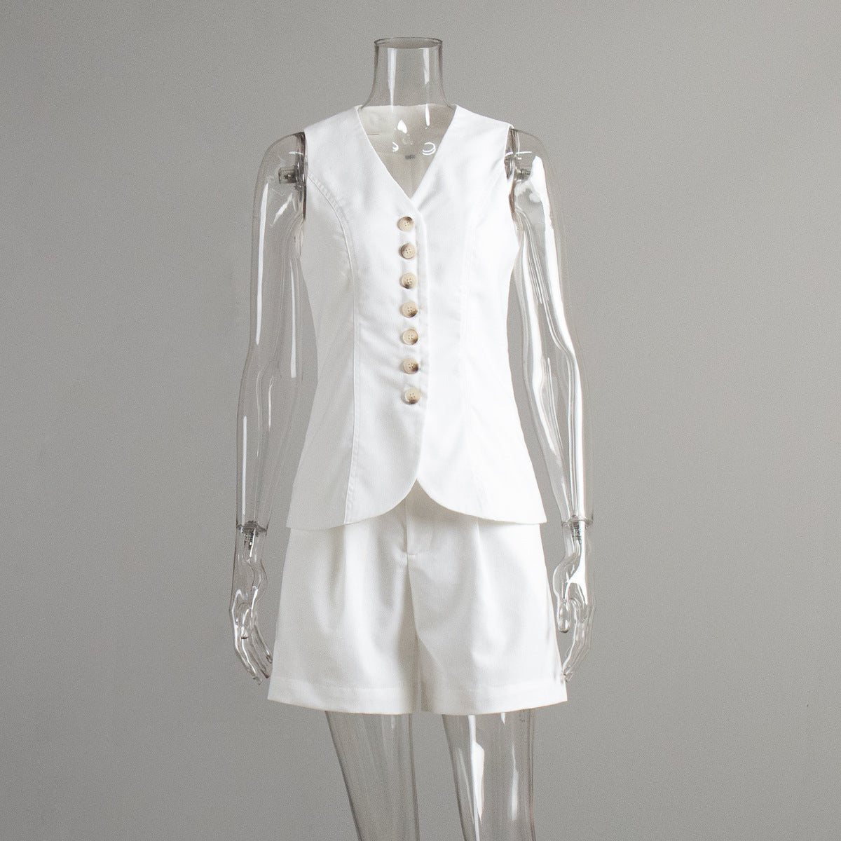Cotton Linen Vest Shorts Set Summer Office Vest Shorts Set