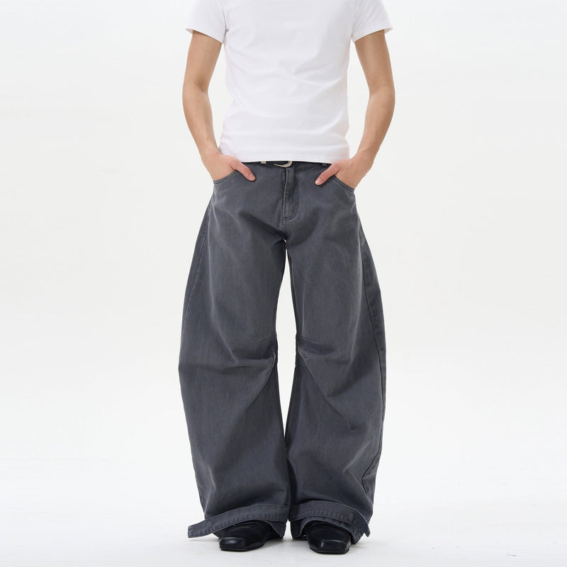 Khaki High-waist Wide-leg Canvas Pants