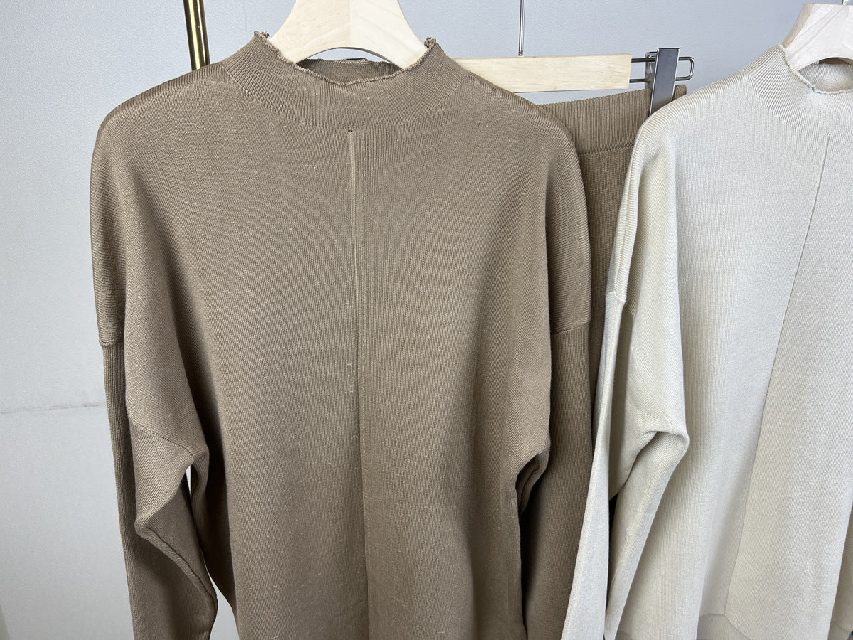 Autumn Winter Popular Long Sleeved Sweater Sets Knitted Top Trousers Two Piece Clothing