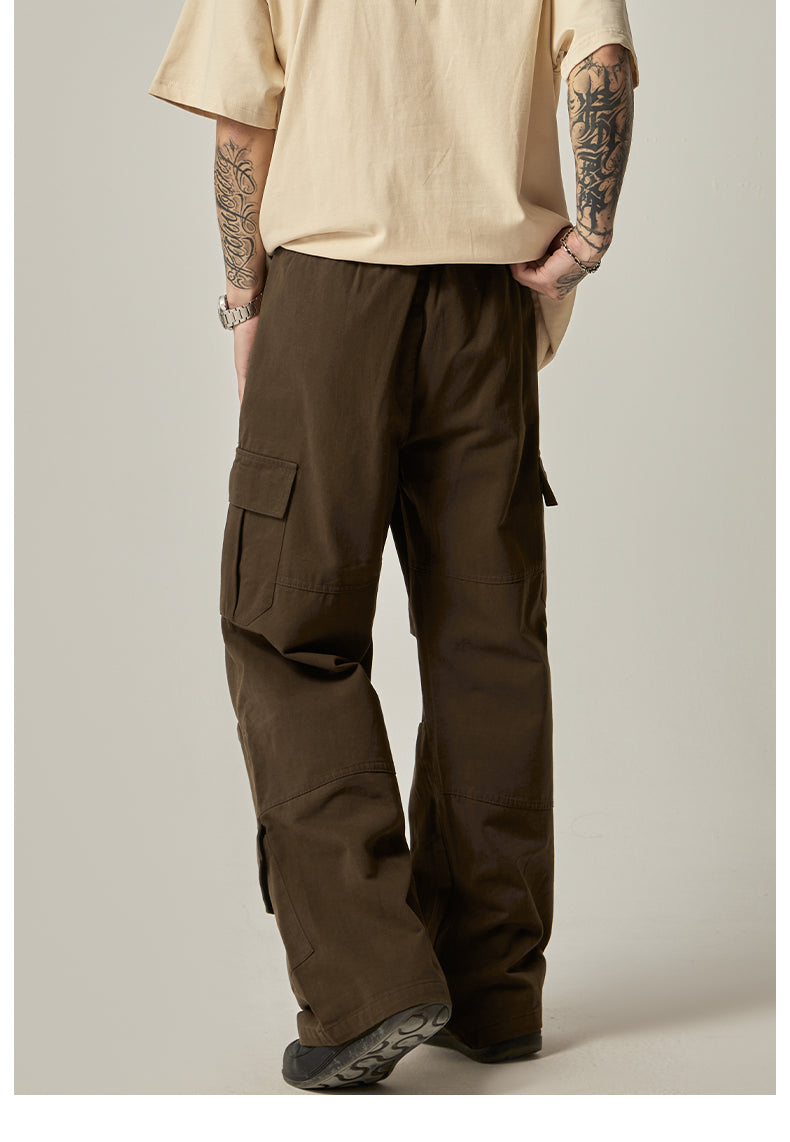 Brown Military Wide Cargo Pants