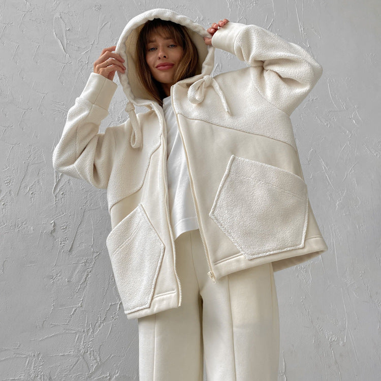 Autumn Clothing Hooded Profile Sweater Zipper Cardigan Outerwear Trousers Suit Two Piece Suit