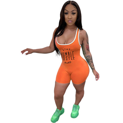 Clothing Short Summer Letter Graphic Printing Sports Nightclub Uniforms Romper
