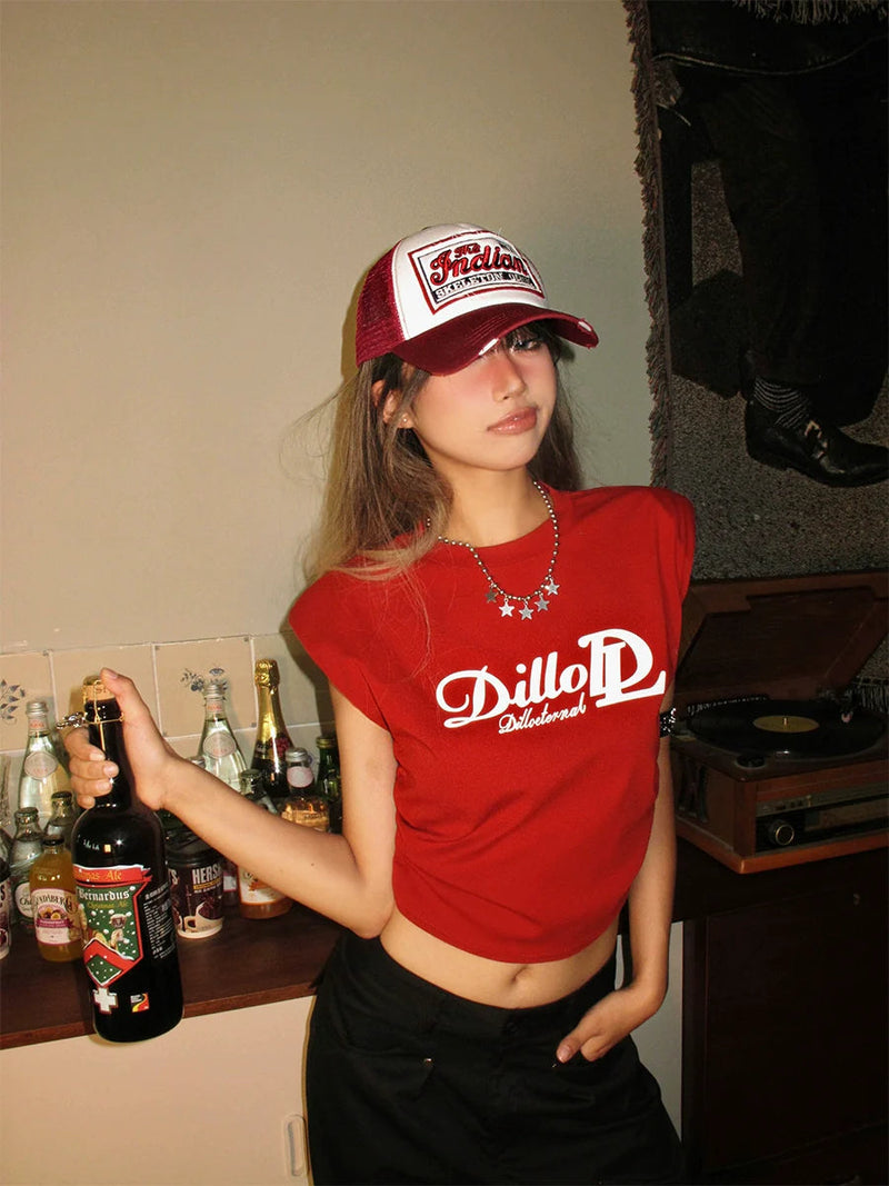 Nico Molly Retro Americana Cropped T-shirt - Red ()