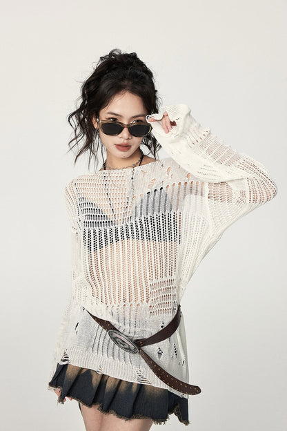 Distressed Crochet Sweater