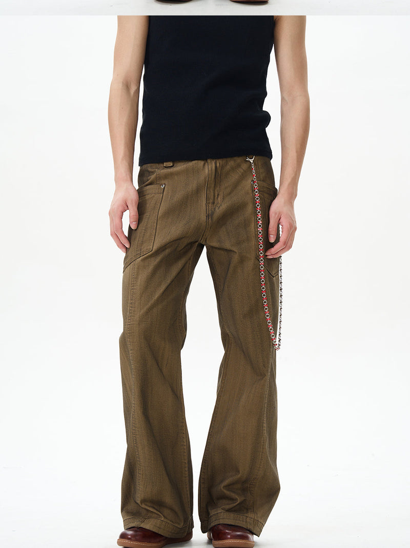 Brown Military Wide Leg Pants
