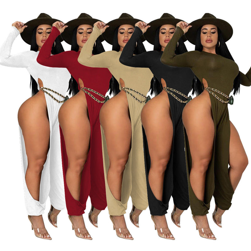 Clothing Open-leg Jumpsuit Color High-elastic Artificial Cotton Fabric Jumpsuit for
