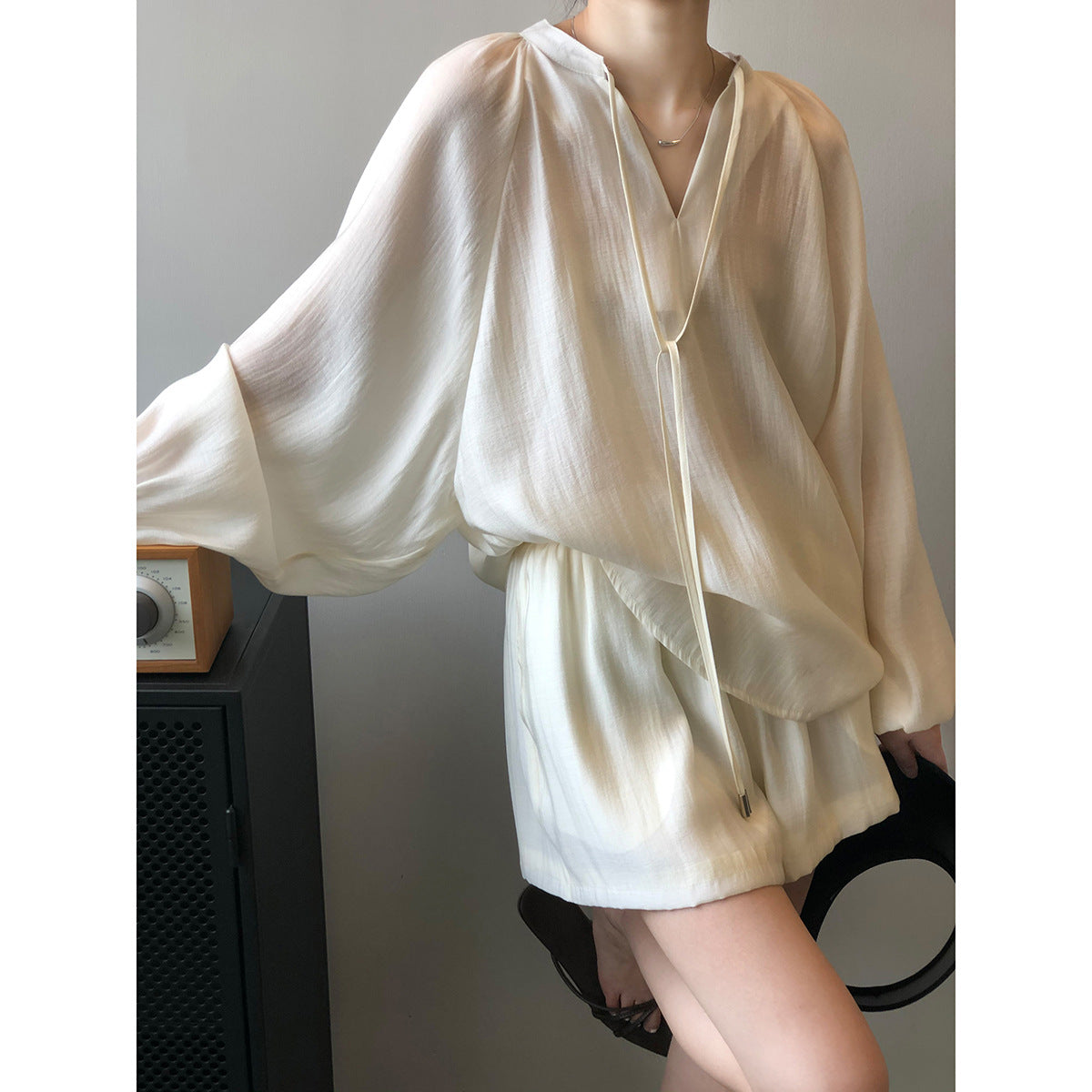 Summer Long Sleeve Shirt Wide Leg Shorts