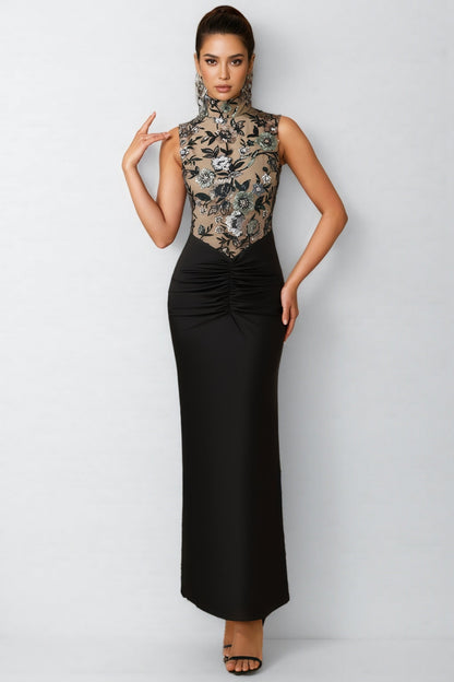 Calissa Embroidered Sequinned Maxi Dress