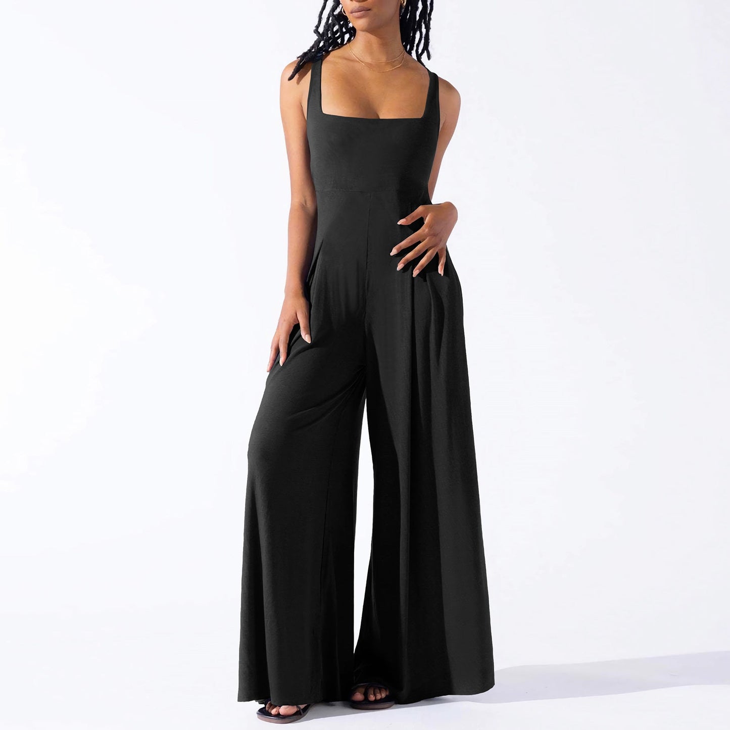 Knitted Sling Wide Leg Jumpsuit Summer Clothing