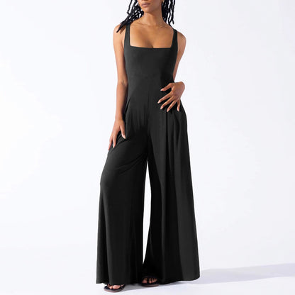 Knitted Sling Wide Leg Jumpsuit Summer Clothing