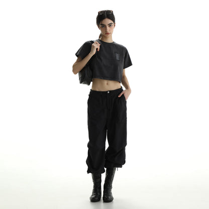 Regular & Cropped T-shirt With Washed Signs Graphic