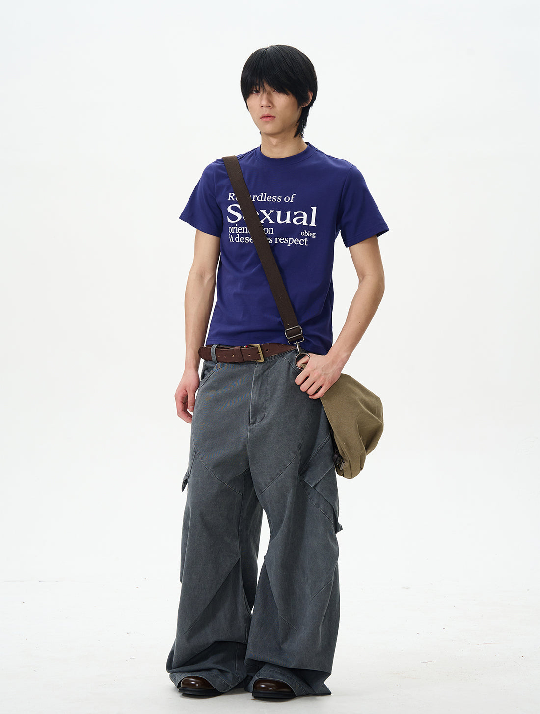Charcoal Wide-leg Cargo Pants