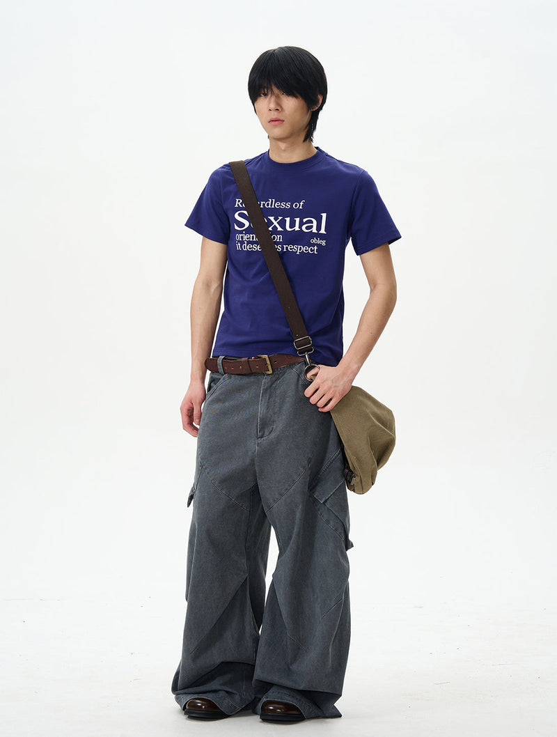 Charcoal Wide-leg Cargo Pants