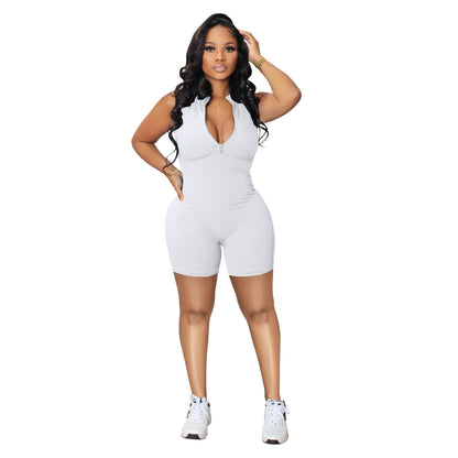 Multi Color Sports Zipper Sleeveless Jumpsuit