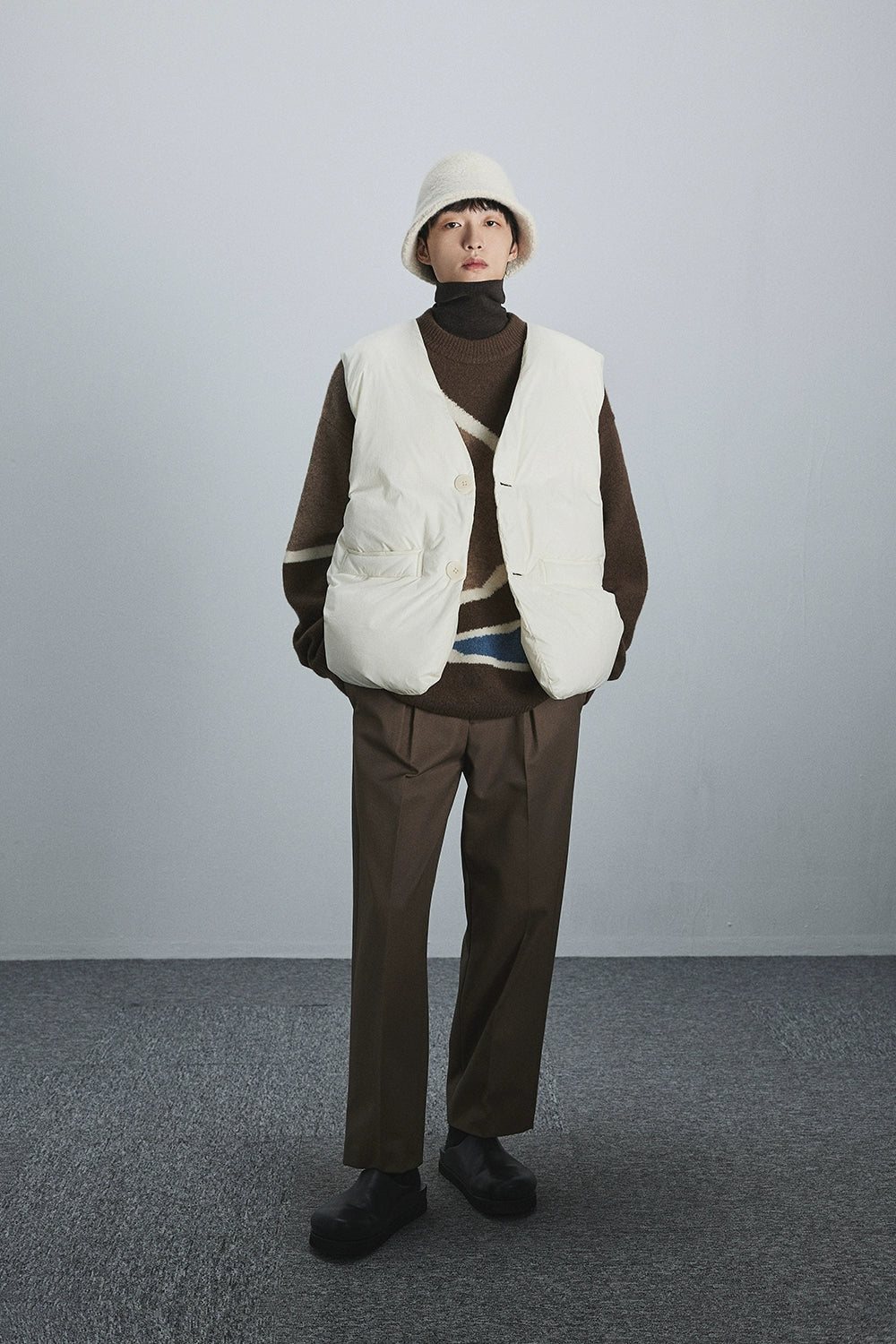 Semi-elastic Waist Wide-leg Cropped Pants