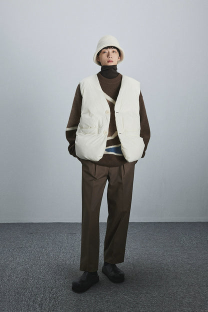 Semi-elastic Waist Wide-leg Cropped Pants