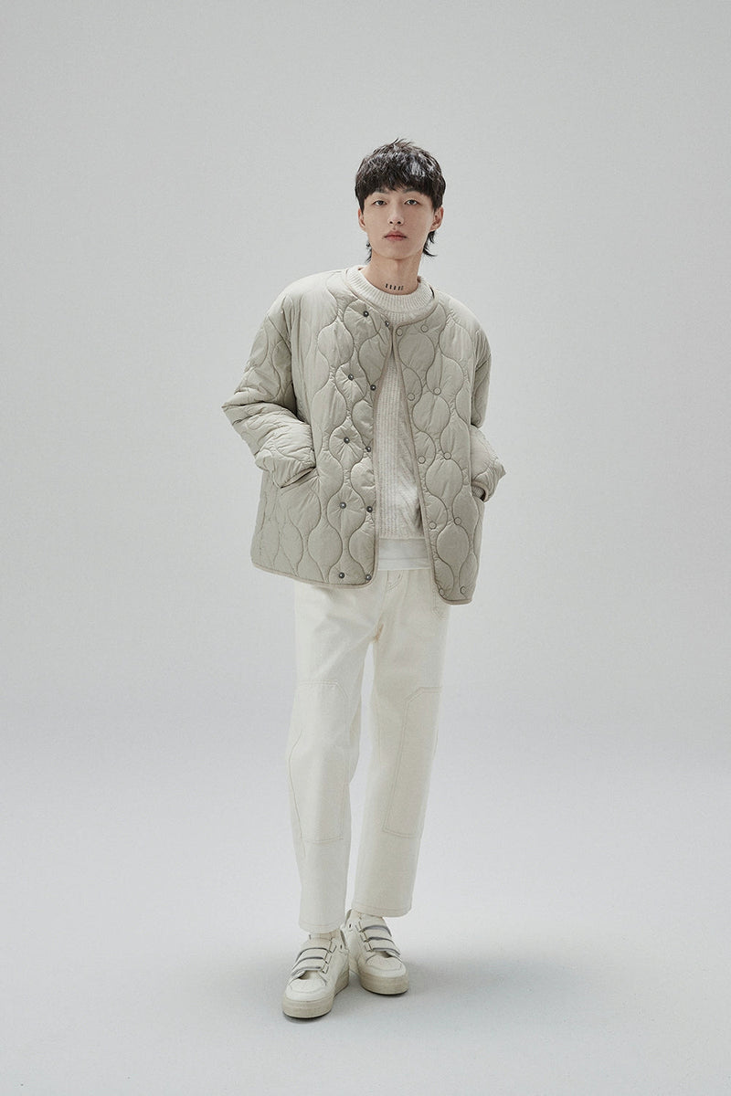 Cream Cable Knit Sweater With Chevron Pattern