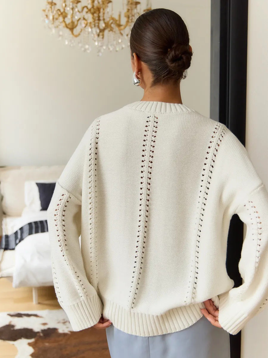 Hollow Knit Crewneck Sweater