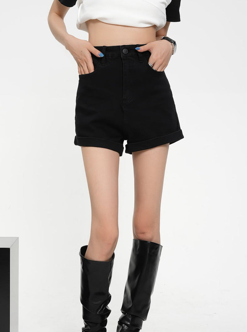 High-waisted Tailored Shorts - Black Mini Dress Shorts