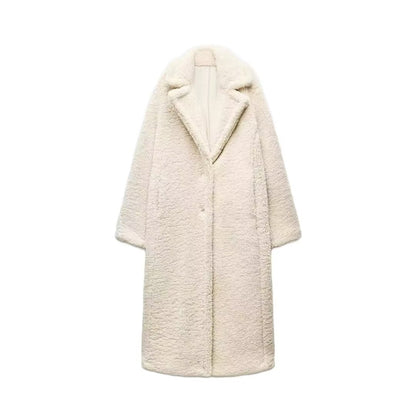 Athalia Double-breasted Long Teddy Coat