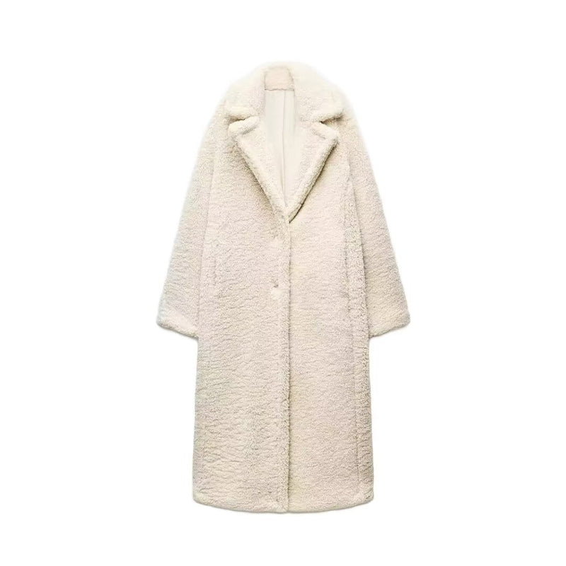 Athalia Double-breasted Long Teddy Coat