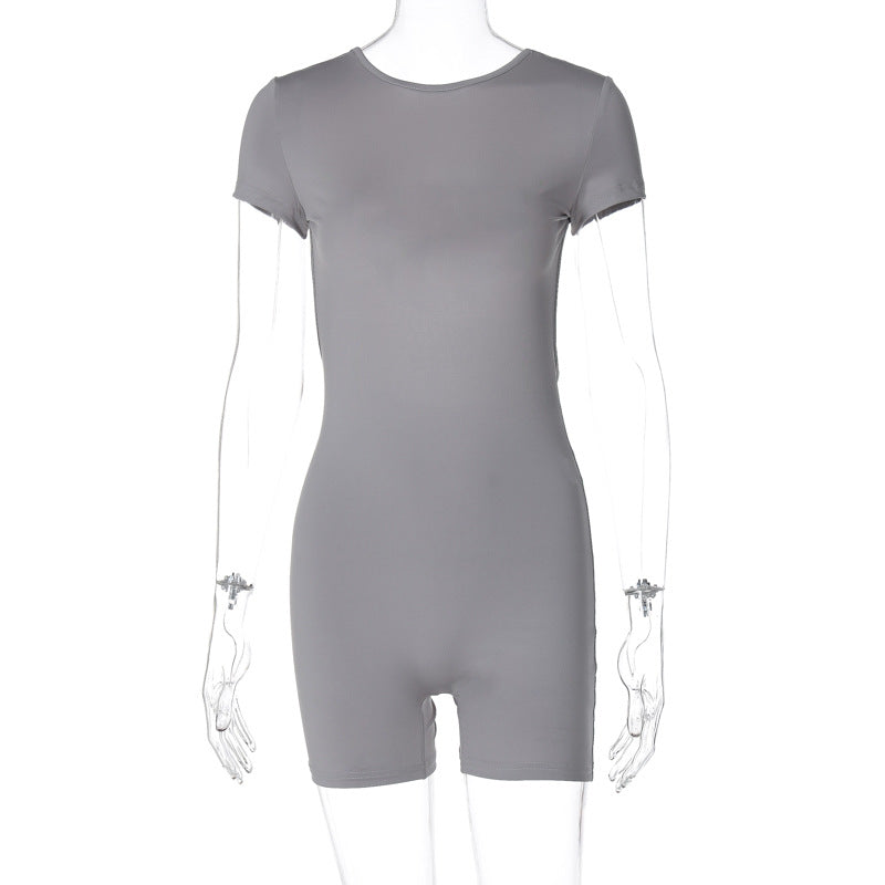 Wear Winter Backless Slim Fit Short Sleeved Jumpsuit