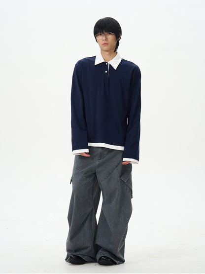 Charcoal Wide-leg Cargo Pants