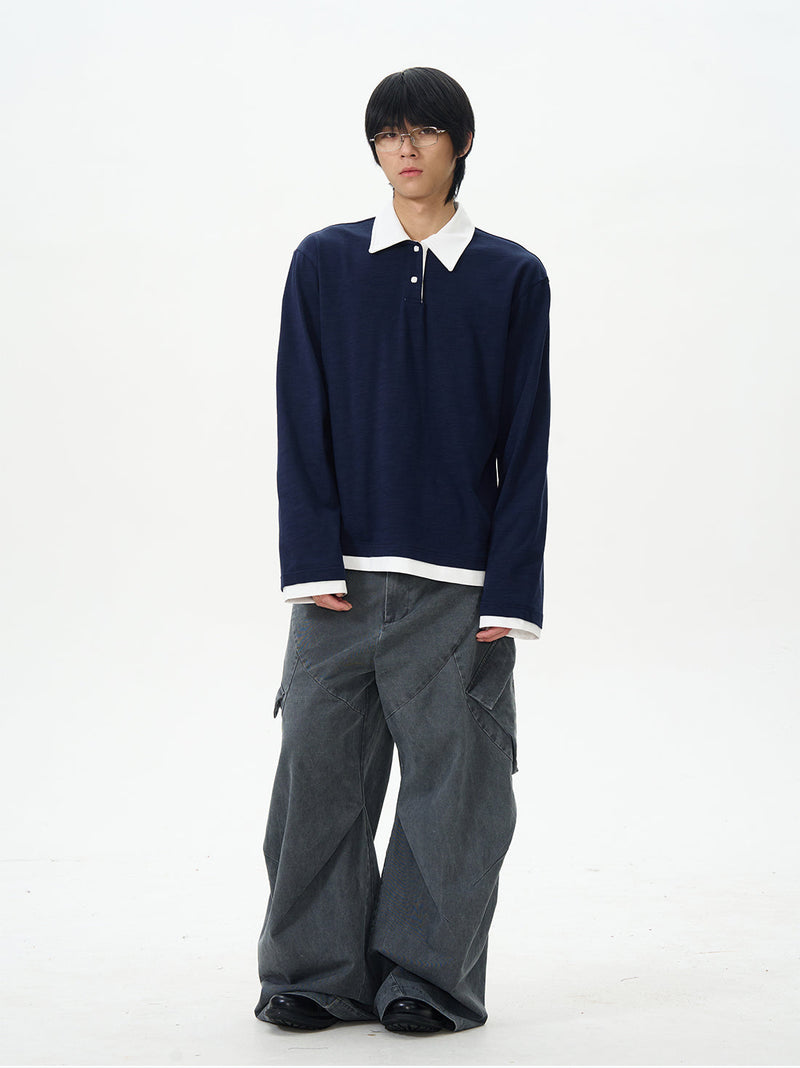 Charcoal Wide-leg Cargo Pants