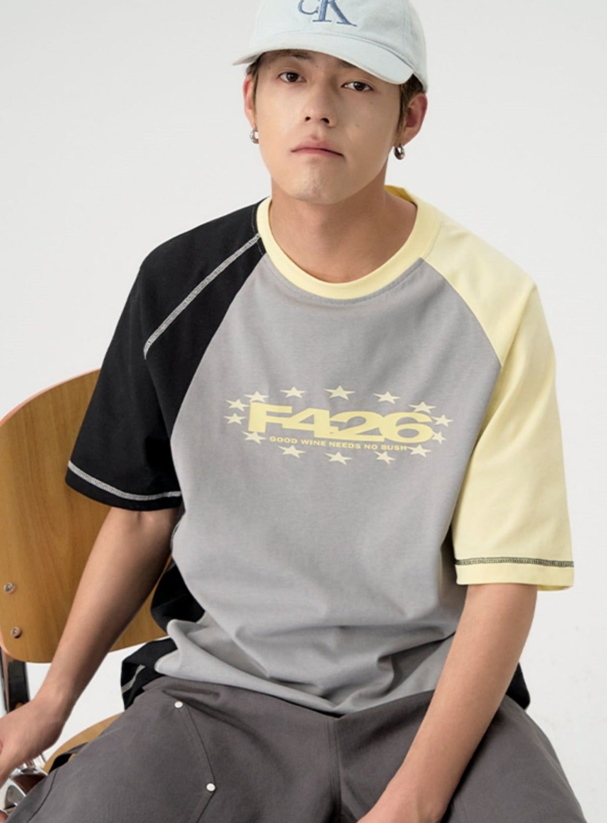 Asymmetric Contrast Stitch T-shirt